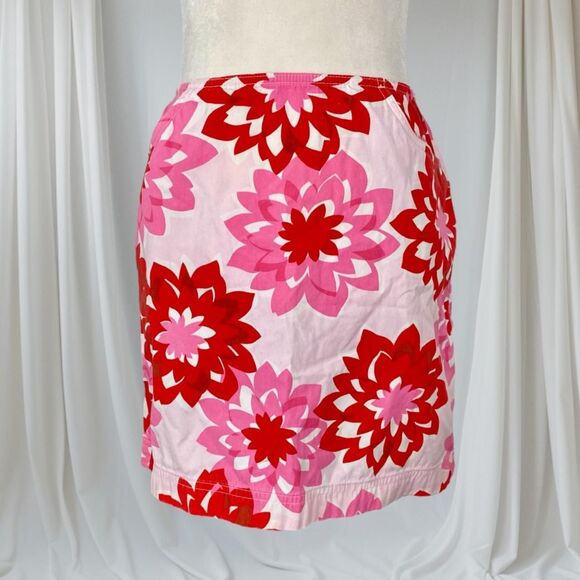 Loft Y2K Pink Red Flower Mini Cotton Skirt S / 6 Petite - Picture 1 of 7